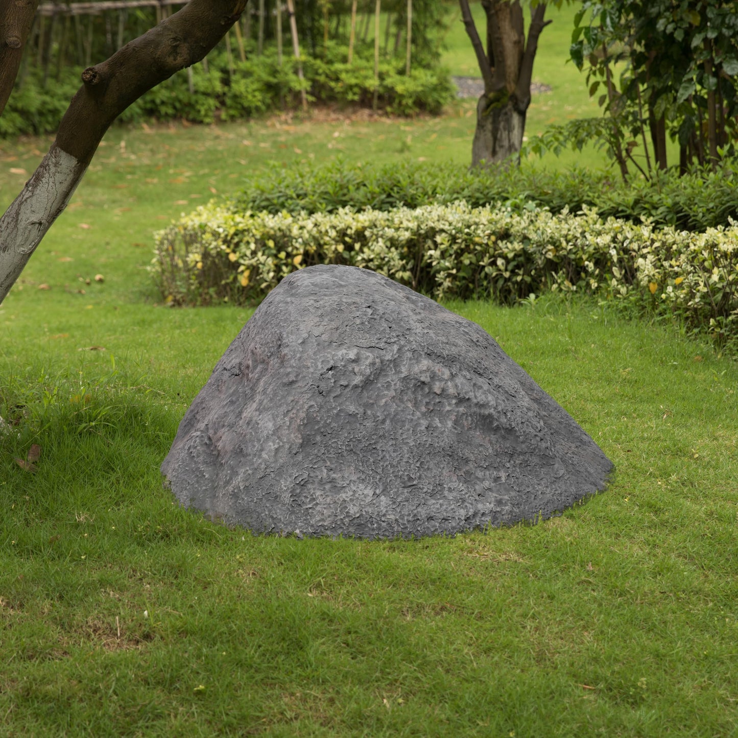 Gardenised QI004479 Outdoor Natural Artificial Round Rock Decor for Gardens, Lawns, and Landscapes - 1 Each
