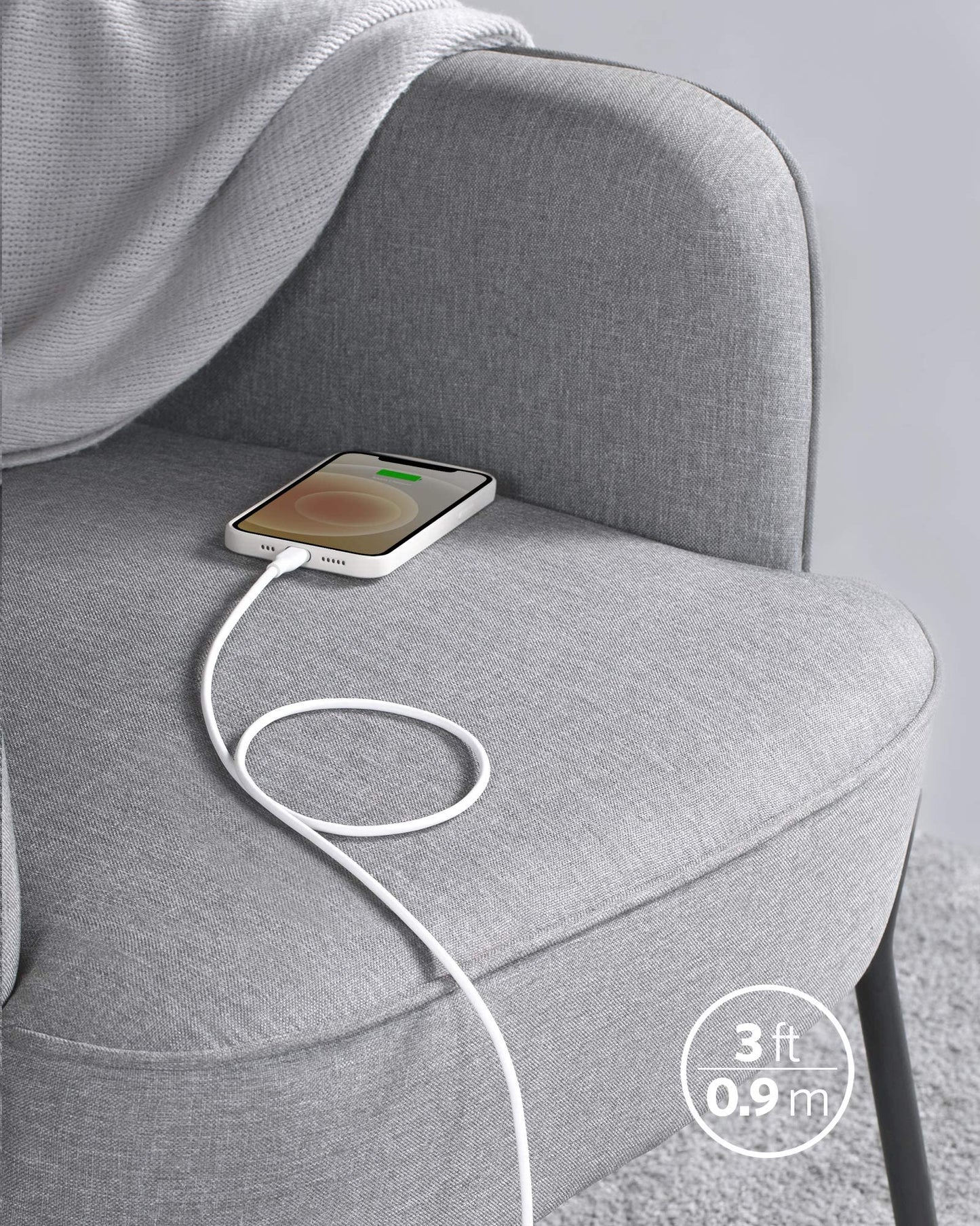 Anker USB C to Lightning Cable, MFi Certified Powerline III Flow Silicone Charging Cable for iPhone 13 13 Pro (Cloud White, 6ft)