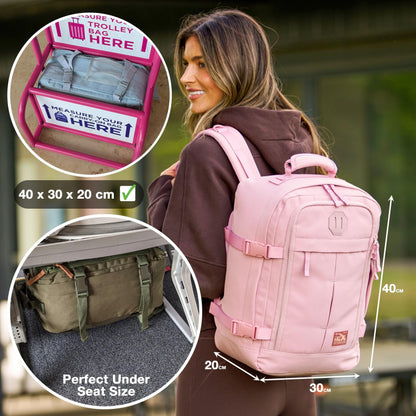 Cabin Max Metz 24L Cabin Bag 40x30x20 Backpack | Underseat Hand Luggage for Ryanair, EasyJet, Wizz Air & More – Travel Backpack Airline Approved - RPET Recycled Polyester