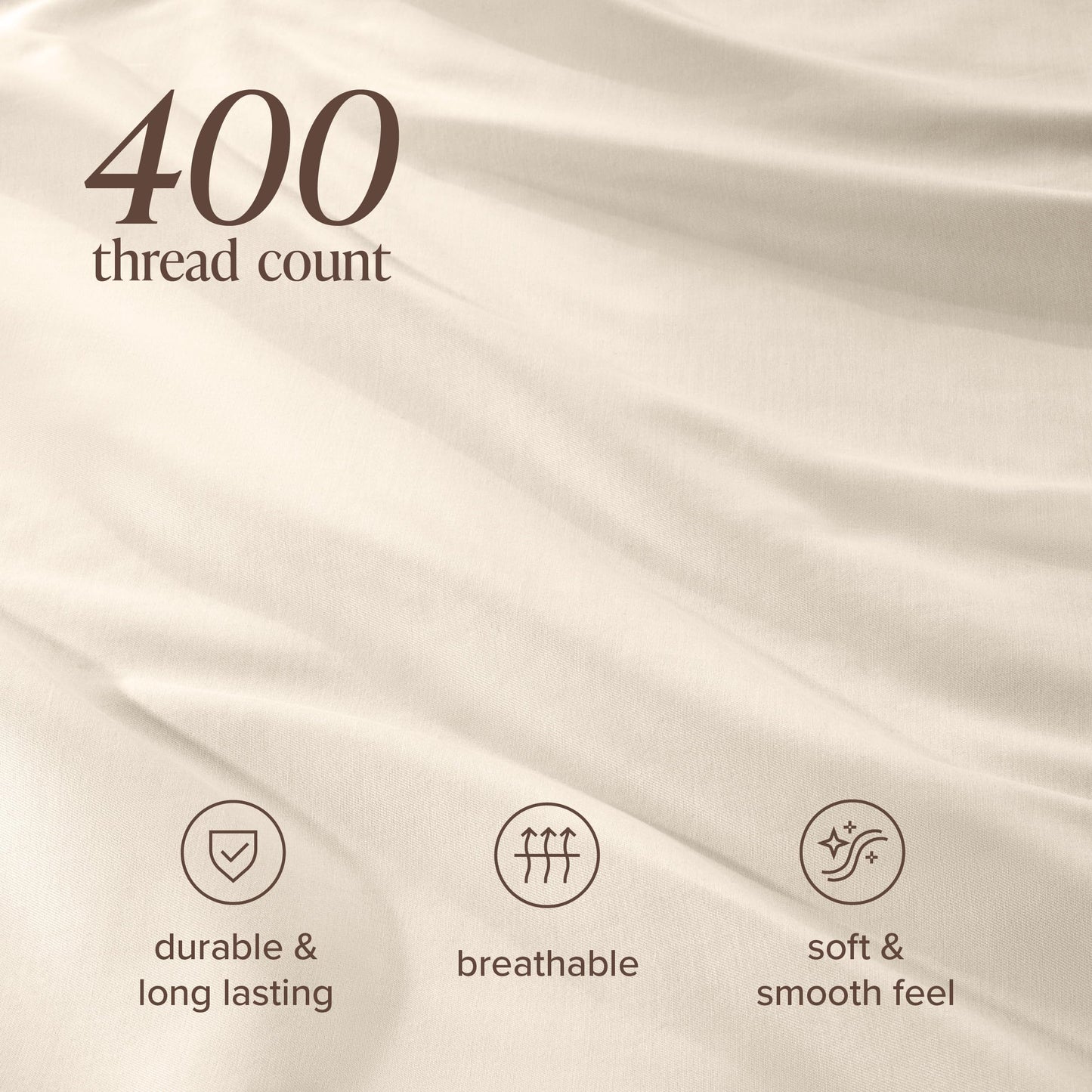 Bare Home 100% Organic Cotton Sateen Fitted Sheet - 400 Thread Count - Smooth Sateen Weave - Breathable & Cooling - Hotel Luxury - Durable Fitted Sheet - Deep Pocket (King, French Beige)