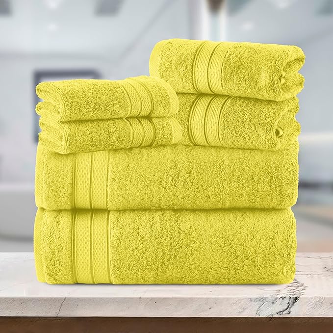 Elegant Comfort Luxury 6-Piece Towel Set, Premium Soft 100% Turkish Cotton