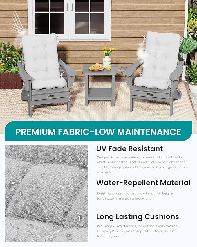 SERWALL HDPE Outdoor Rocking Cushion Set of 2, Memory Foam Cushion Flowers Pattern