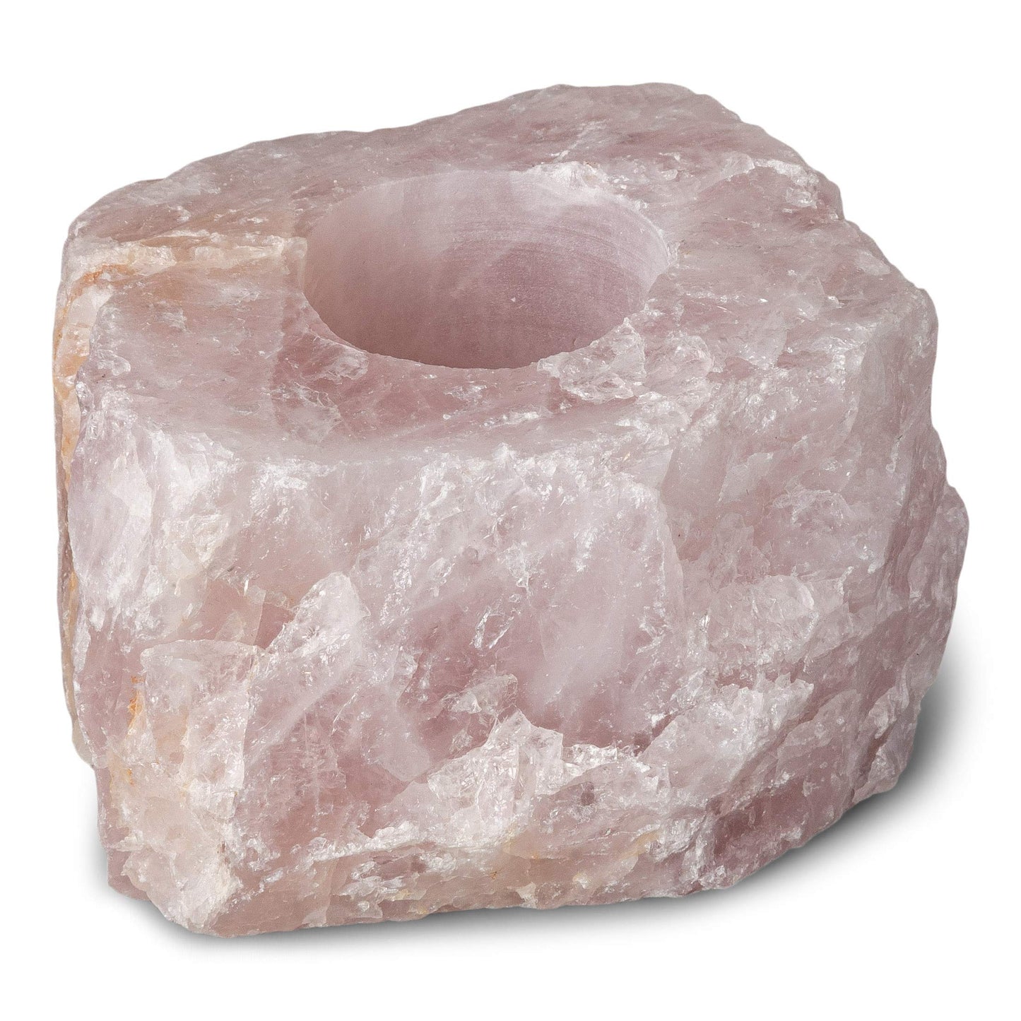 Rock Paradise Rose Quartz Rough Candle Holder – Natural Pink Crystal Tealight Holder for Home Decor – Hand Cut in Brazil – Includes Certificate of Authenticity