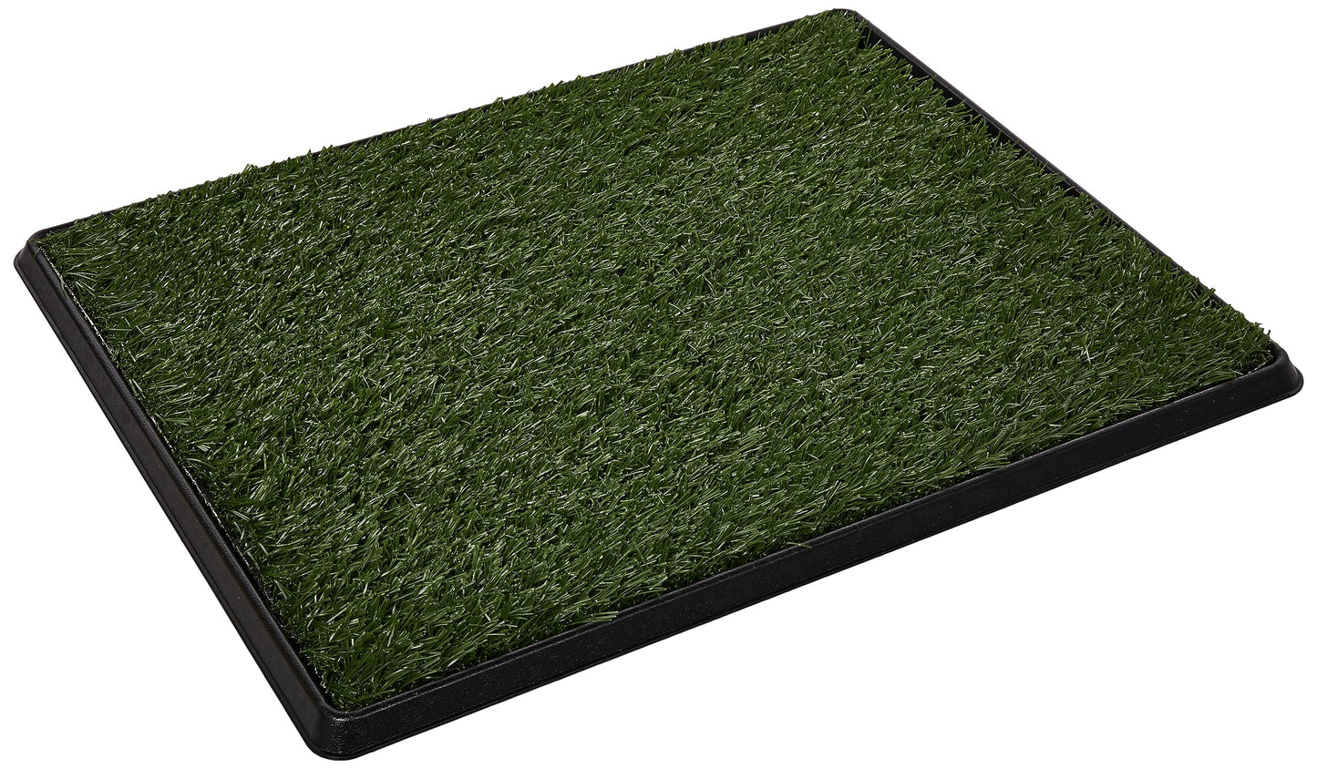 Artificial Grass Puppy Pee Pad for Dogs and Small Pets - 20x25 Reusable 3-Layer Training Potty Pad with Tray - Dog Housebreaking Supplies by PETMAKER, Green
