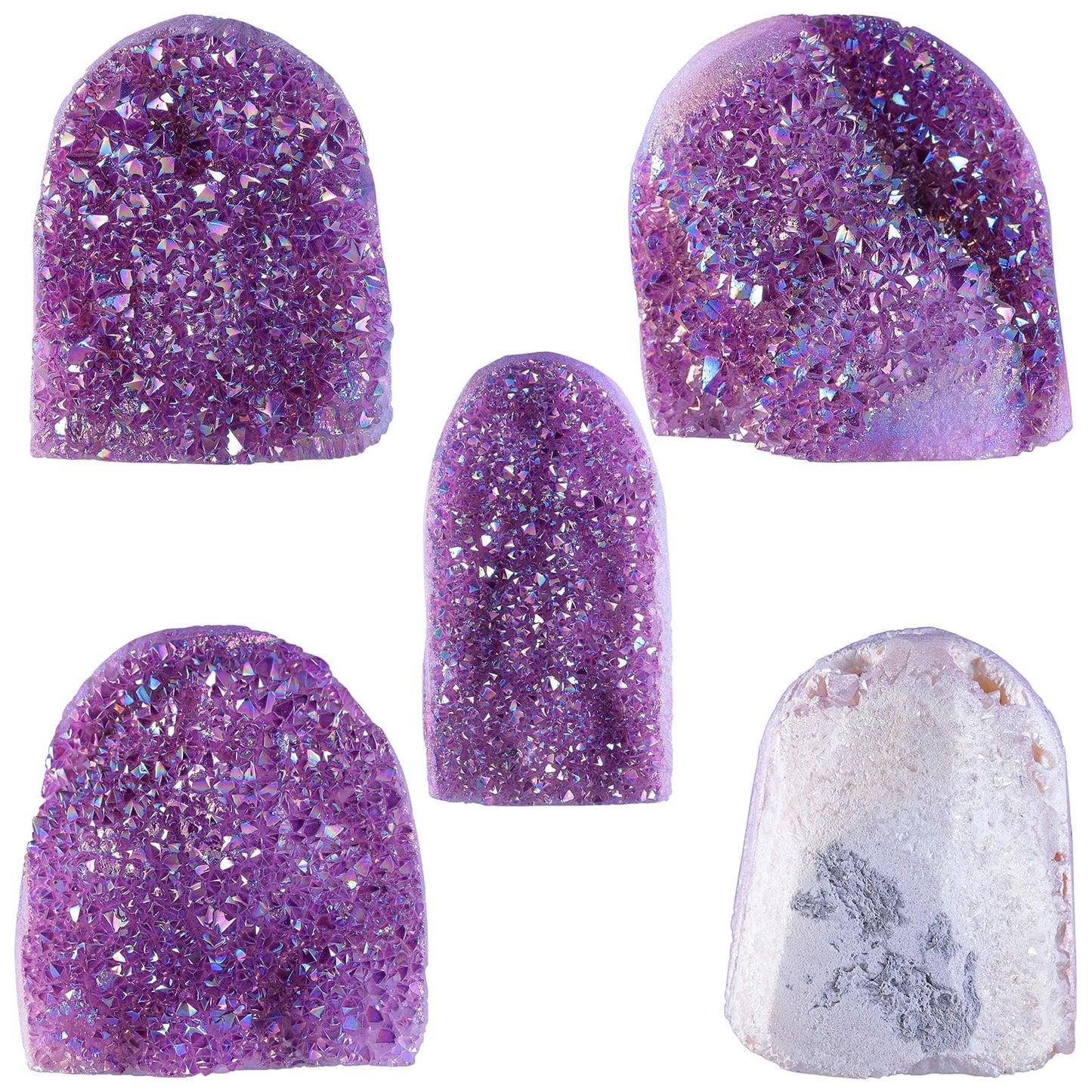 Sportmusies Irregular-Shaped Titanium Coated Rock Crystal Cluster Specimen Reiki Healing Meditation Home Office Decoration, Purple