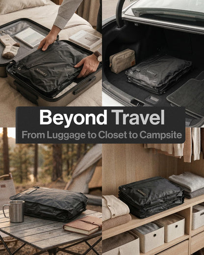 LANSVEN Cordless travel vacuum bag set - Reusable Nylon Compression Bags + Rechargeable Pump - Save 60% Space - Maximize Storage - Vacuum seal bags for clothing travel - for Carry-On & Suitcase