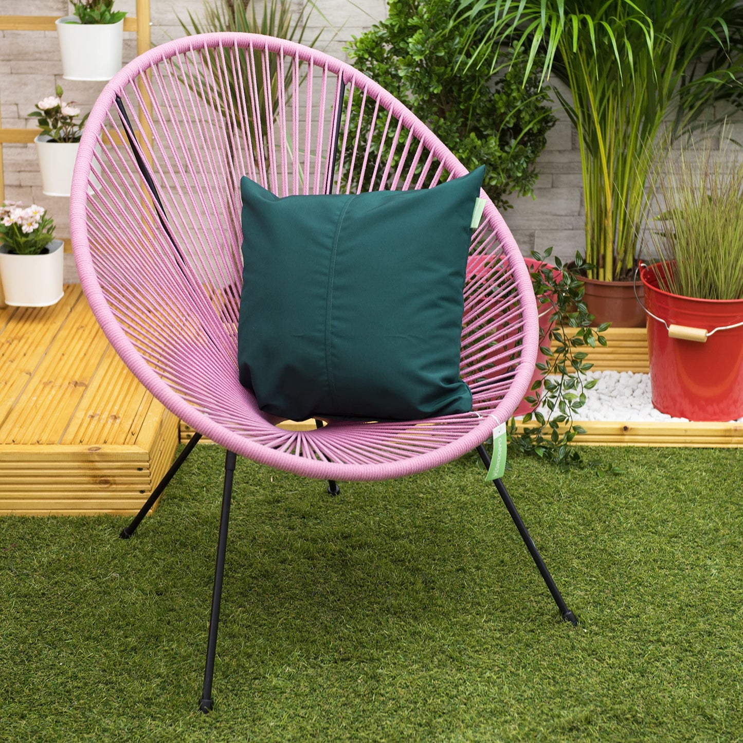 Gardenista Large Garden Scatter Cushion | Water Resistant Hollowfibre Filled Outdoor Seating Furniture Pillow | Great for Patio Rattan Chairs | Comfy & Lightweight (1, Green)