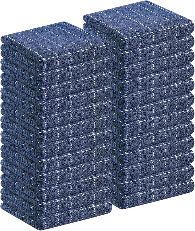 Homaxy 100% Cotton Terry Kitchen Towels, Checkered Designed, Soft and Super
