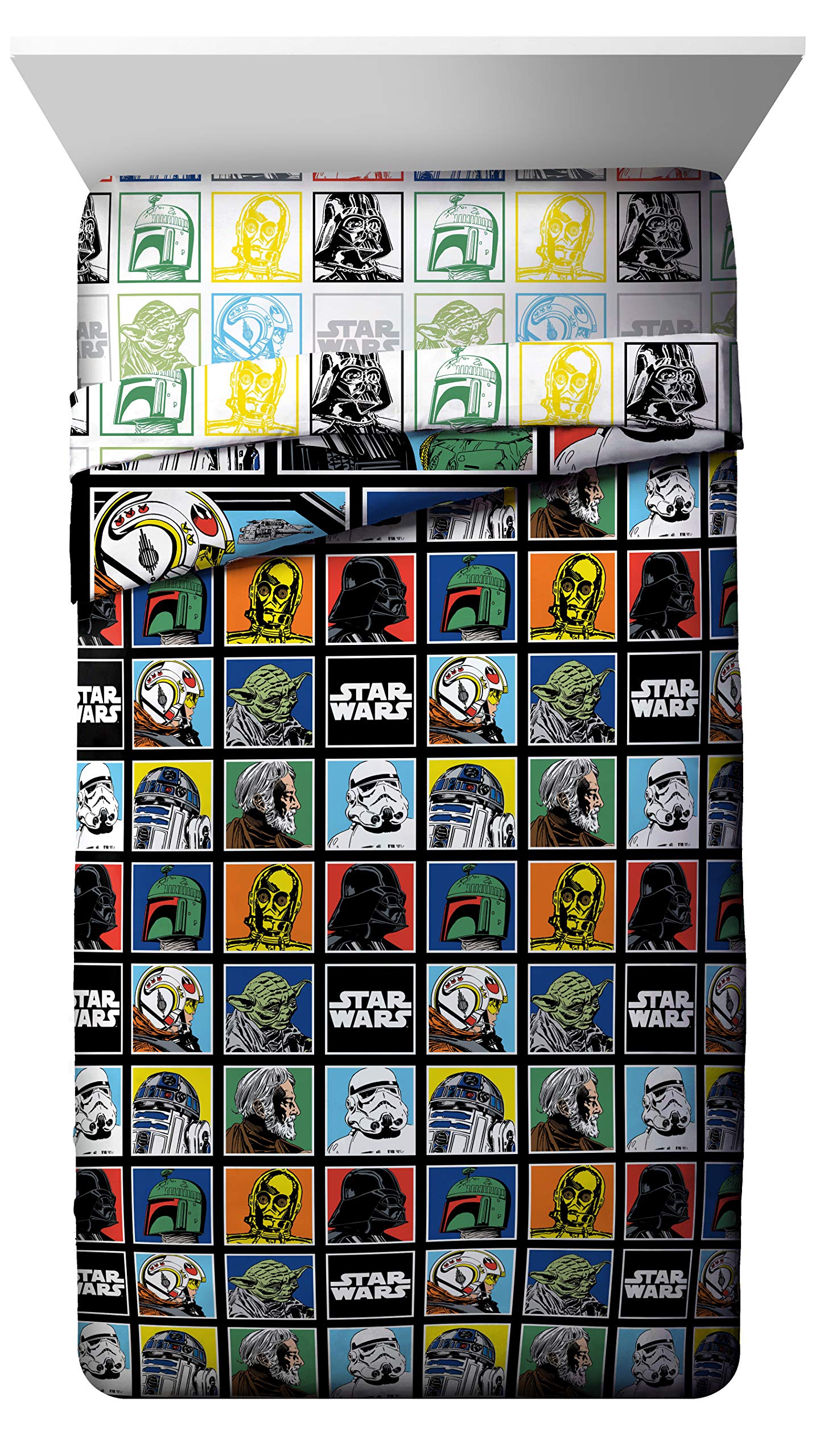 Jay Franco Star Wars Classic Grid 5 Piece Full Bed Set - Includes Reversible Comforter & Sheet Set - Bedding Features Luke Skywalker - Super Soft Fade Resistant Microfiber (Official Product)