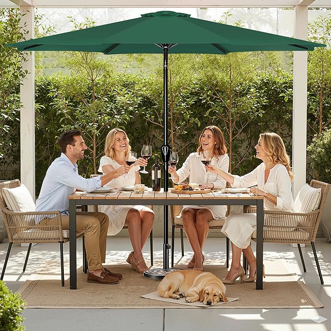 Simple Deluxe 9' Patio Umbrella Outdoor Table Market Yard Umbrella with Push Button Tilt/Crank