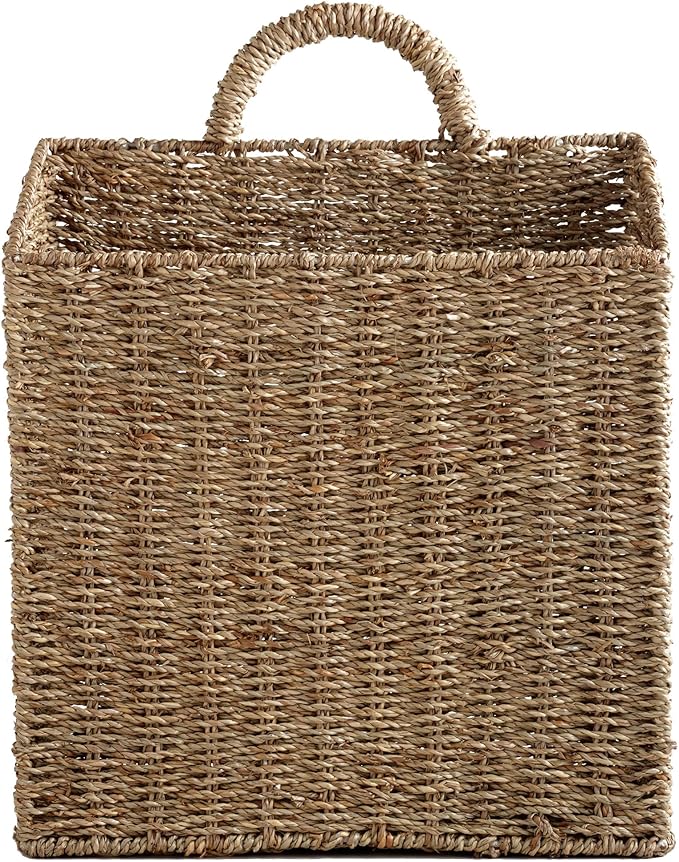 MyGift Wall Basket Hanging Storage Basket, Large Decorative Baskets, Magazine
