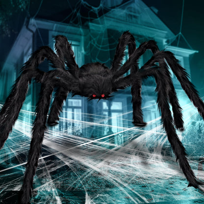 JOYIN 6.5ft Halloween Spider Outdoor Decorations, Scary Giant Large Spider Props for Halloween Outside Decor, Indoor Party Supplies and Yard Lawn Decoration, Black