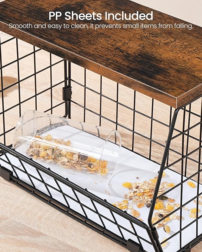 2-Tier Fruit Basket for Kitchen, Stackable Hanging Basket Wire Baskets