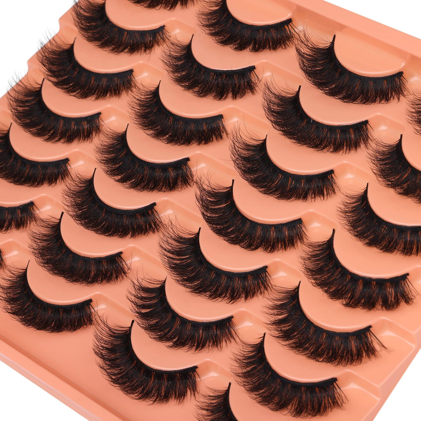 Short Lashes Natural Look False Eyelashes Thick Volume Faux Mink Lashes Pack Wispy Strip Fake Eyelashes Cat Eye Lashes that Look Like Extensions 14 Pairs