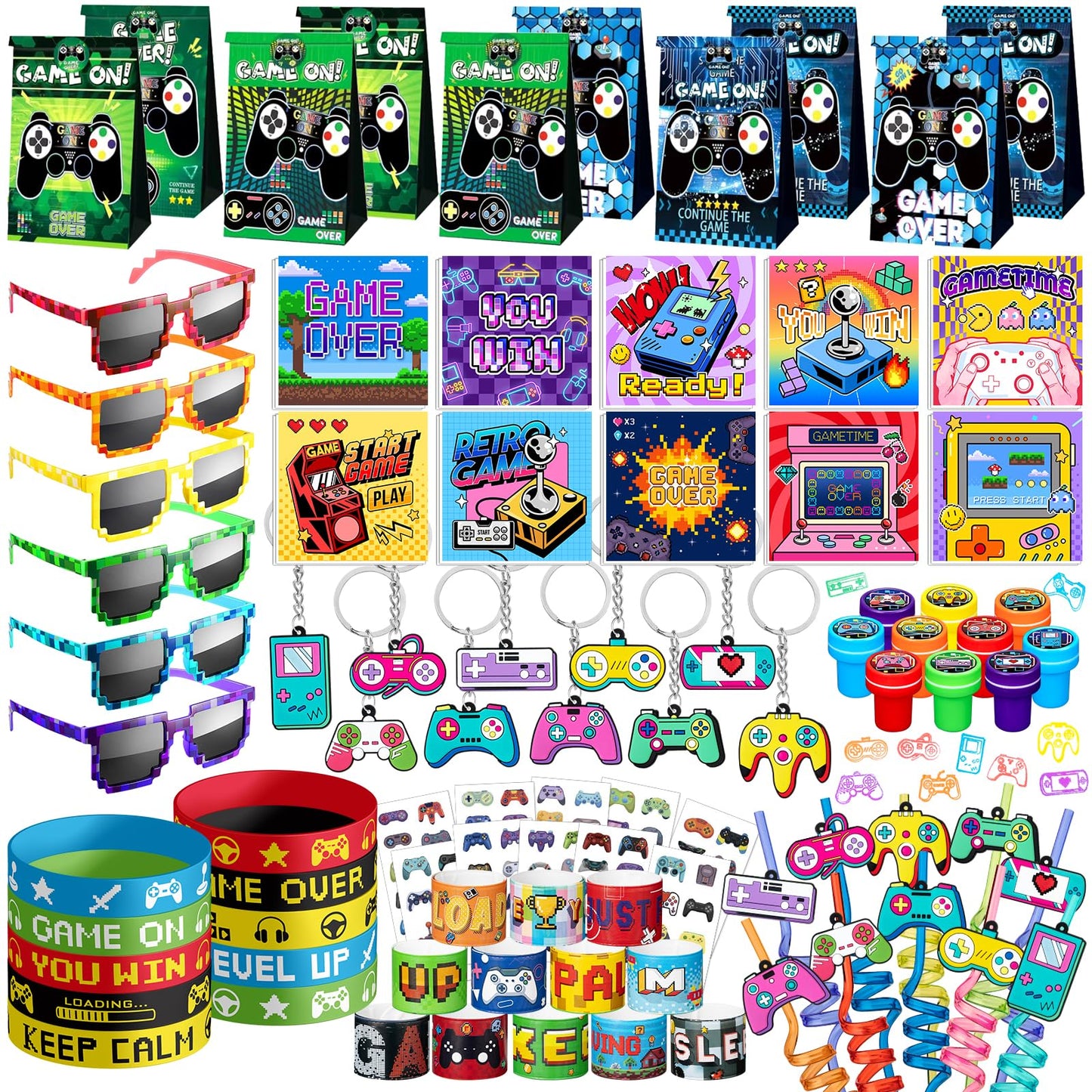 DMIGHT Video Game Party Favors Birthday Supplies for Kids Bags Game On Stuffer Gifts Boys Gamer Party Decorations