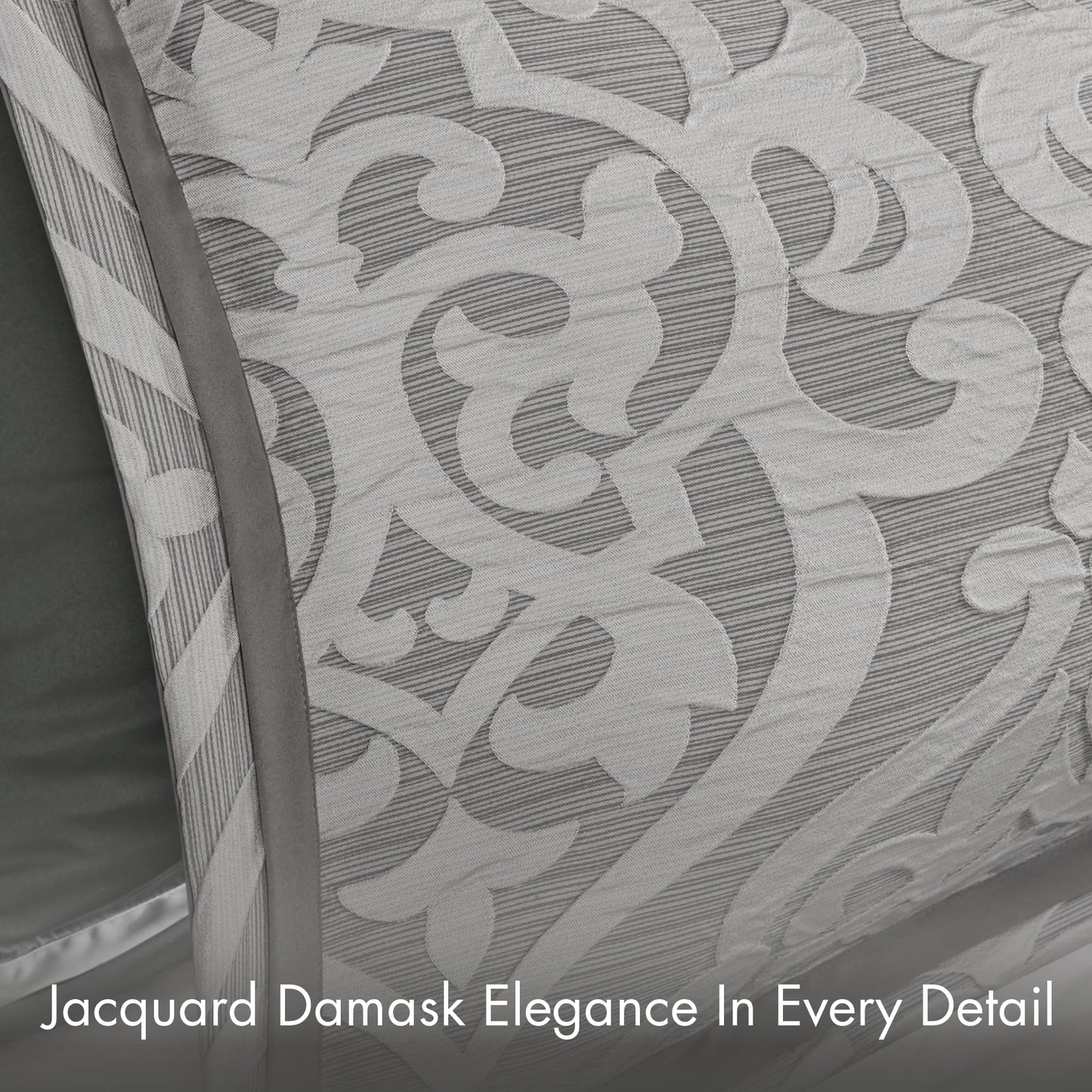 Madison Park Odette Cozy Comforter Set Jacquard Damask Medallion Design - Modern All Season, Down Alternative Bedding, Shams, Decorative Pillows, King(104 in x 92 in), Silver 8 Piece