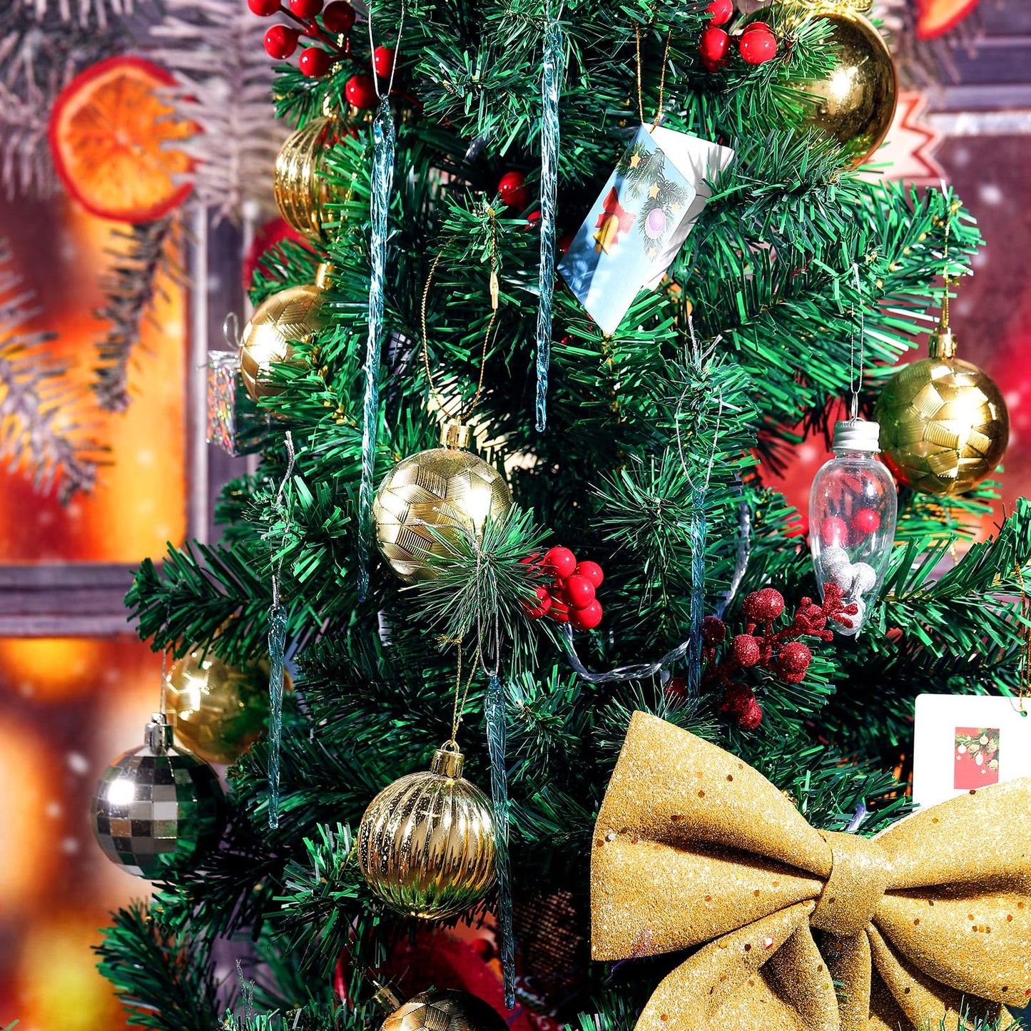 Boao Glass Icicle 3.5-7.8 Inch Twisted Glass Icicle Christmas Ornaments Hanging Decorations(Light Blue,54 Pcs)