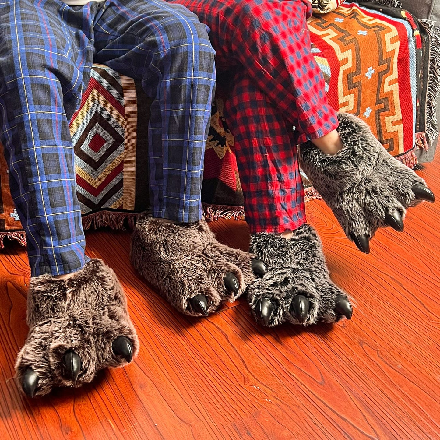 ULTRAIDEAS Animal Paw Slippers for Women and Men, Funny Claw Slippers for Adult and Kids, Unisex Cute Costume House Shoes（Black Bear Paw, Size 11-12 Women, Size 9-10 Men）