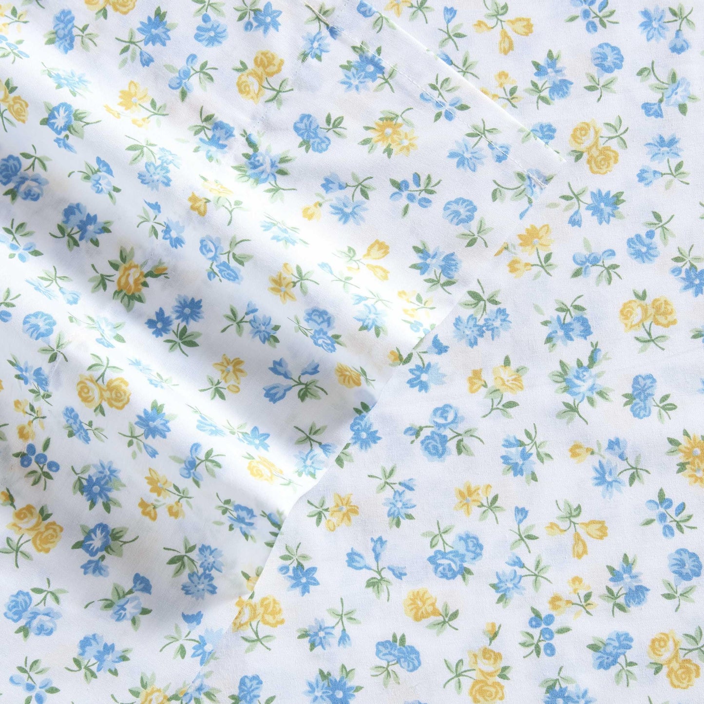 Laura Ashley - King Sheet Set, Crisp & Cool Cotton Percale Bedding for Year Round Comfort, Deep Pocket, Bed Sheets with Matching Pillowcases (Ditsy Doodle Blue)
