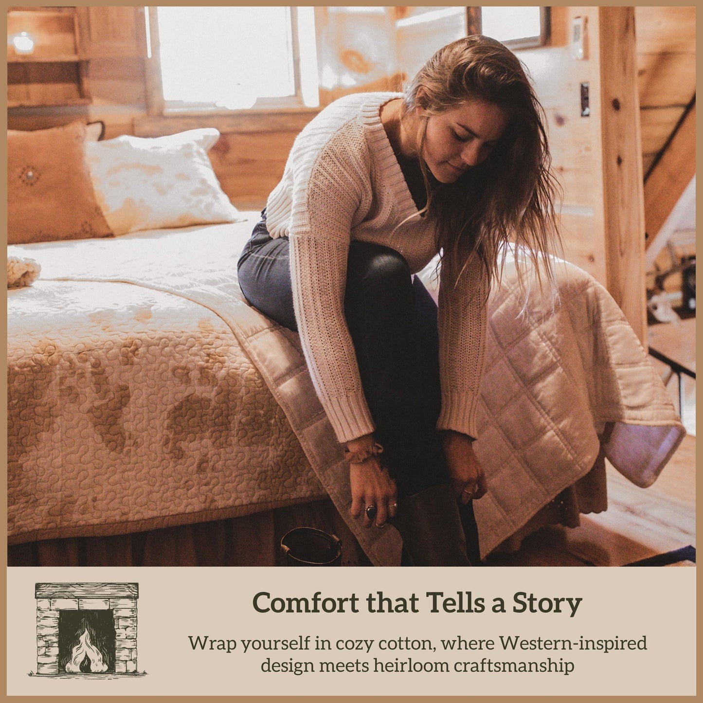 Paseo Road Elsa Queen Cotton Quilt Set, 3 Piece Western Bedding Set with Pillow Shams, Light Tan Cow Print Reversible Quilt, Soft Cozy Rustic Farmhouse Bedding, Lightweight Quilt, Southwestern Bedding