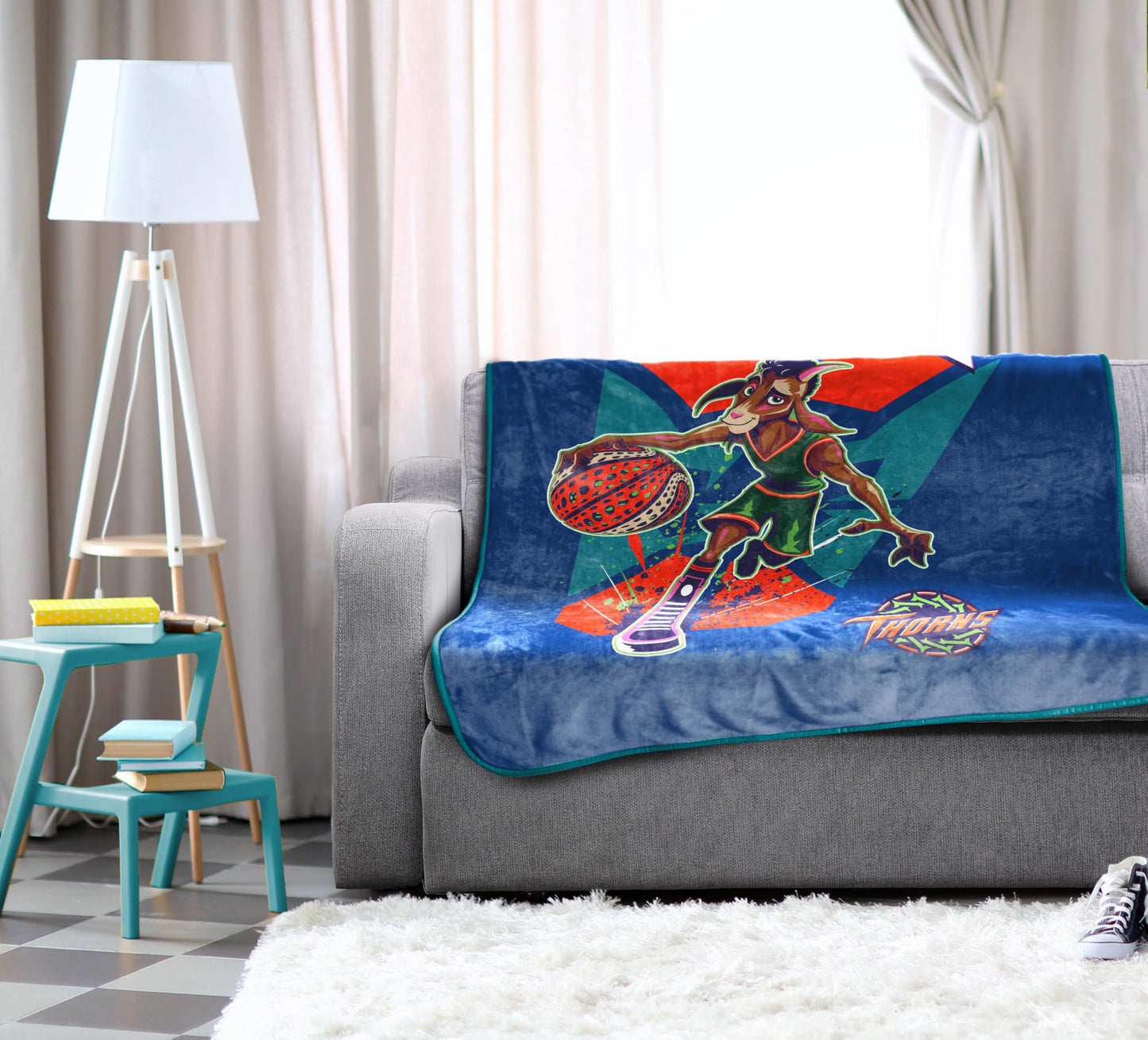 Jay Franco Kids Plush Throw Blanket – Soft & Cozy Fleece Throw for Bedroom & Couch Décor, Official Licensed Product, Blue - Goat, 46x60 - Throw Blanket