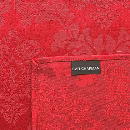 Solid Color Damask Jacquard Woven Napkin (18" Napkin Set of 4, Red)