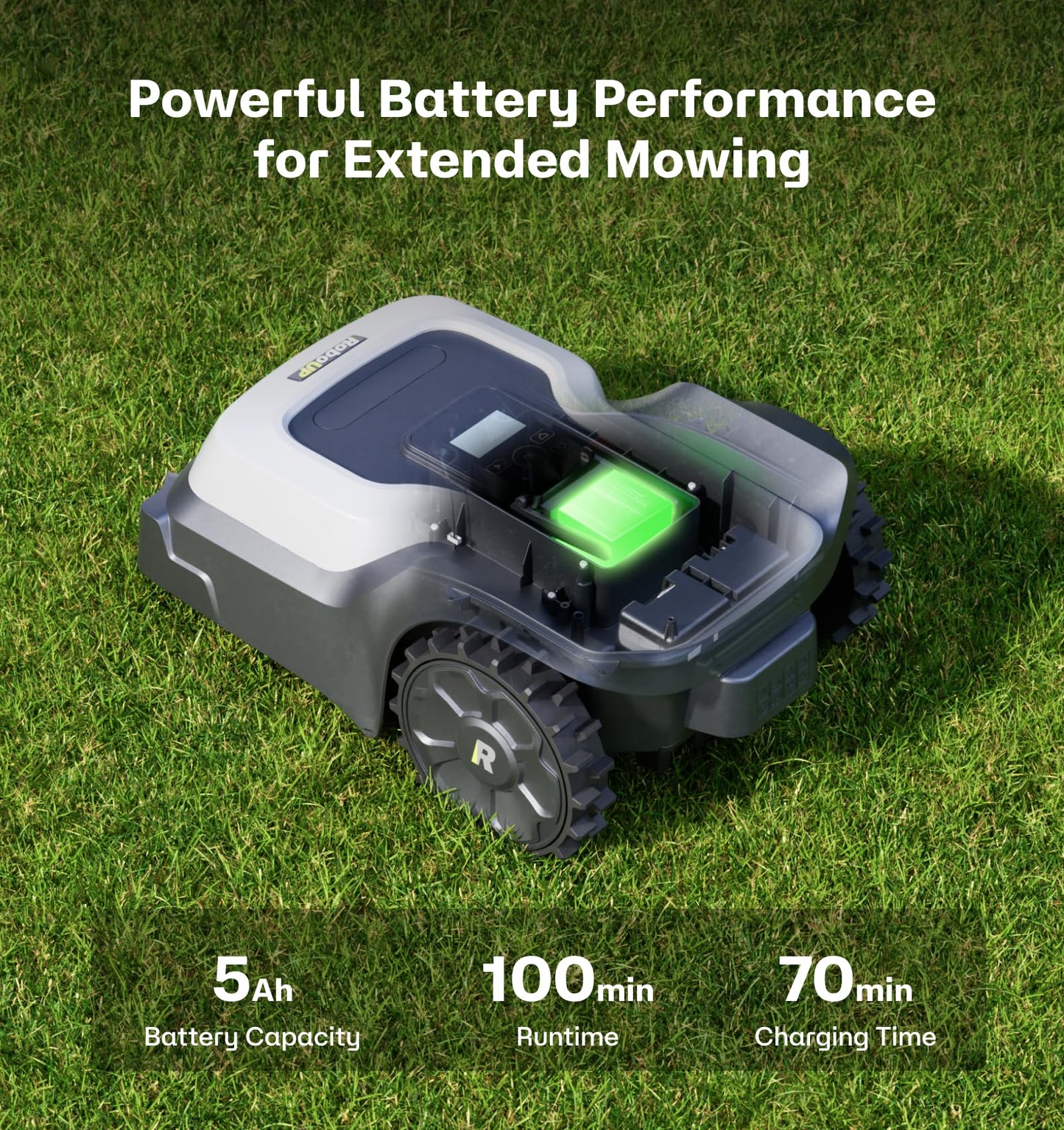 RoboUP T1200Pro Wire-Free Robot Lawn Mower, Automatic Robotic Mower for 0.37 Acre, RTK+Vision, AI Obstacle Avoidance, 1.18"-2.36" Adjustable Cutting Height, Unlimited Multi-Zone Mowing Robotic Mower