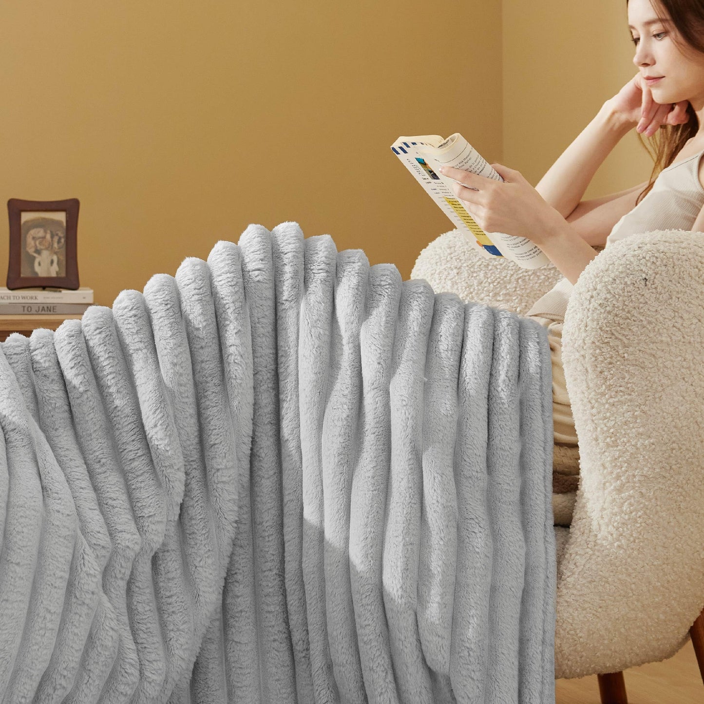 Bedsure Twin Blanket for Couch&Twin Blanket for Couch, Light Grey 60x80 Inches