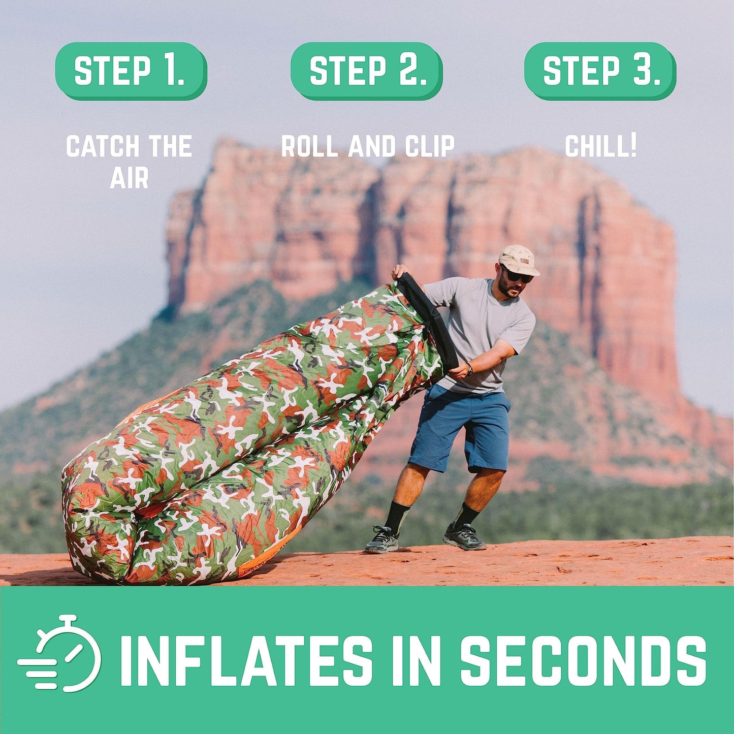 Chillbo Shwaggins Inflatable Couch – Cool Inflatable Chair Easy Setup is Ideal for Hiking Gear, Beach Chair and Music Festivals or Dad Gifts