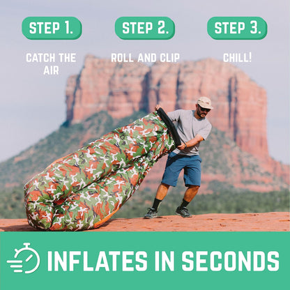 Chillbo Shwaggins Inflatable Couch – Cool Inflatable Chair Easy Setup is Ideal for Hiking Gear, Beach Chair and Music Festivals or Dad Gifts