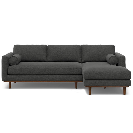 SIMPLIHOME Morrison Right Sectional Sofa in Woven-Blend Recycled Polyester Fabric, Charcoal Grey, 102-inches Wide, L-Shaped Couch with Right Chaise for the Living Room and Family Room