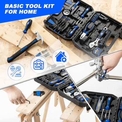 Prostormer 160-Piece Home Repair Tool Set, General Household Hand Tool Kit with Toolbox Storage Case for House, Garage, College Dorm and Office (Blue)