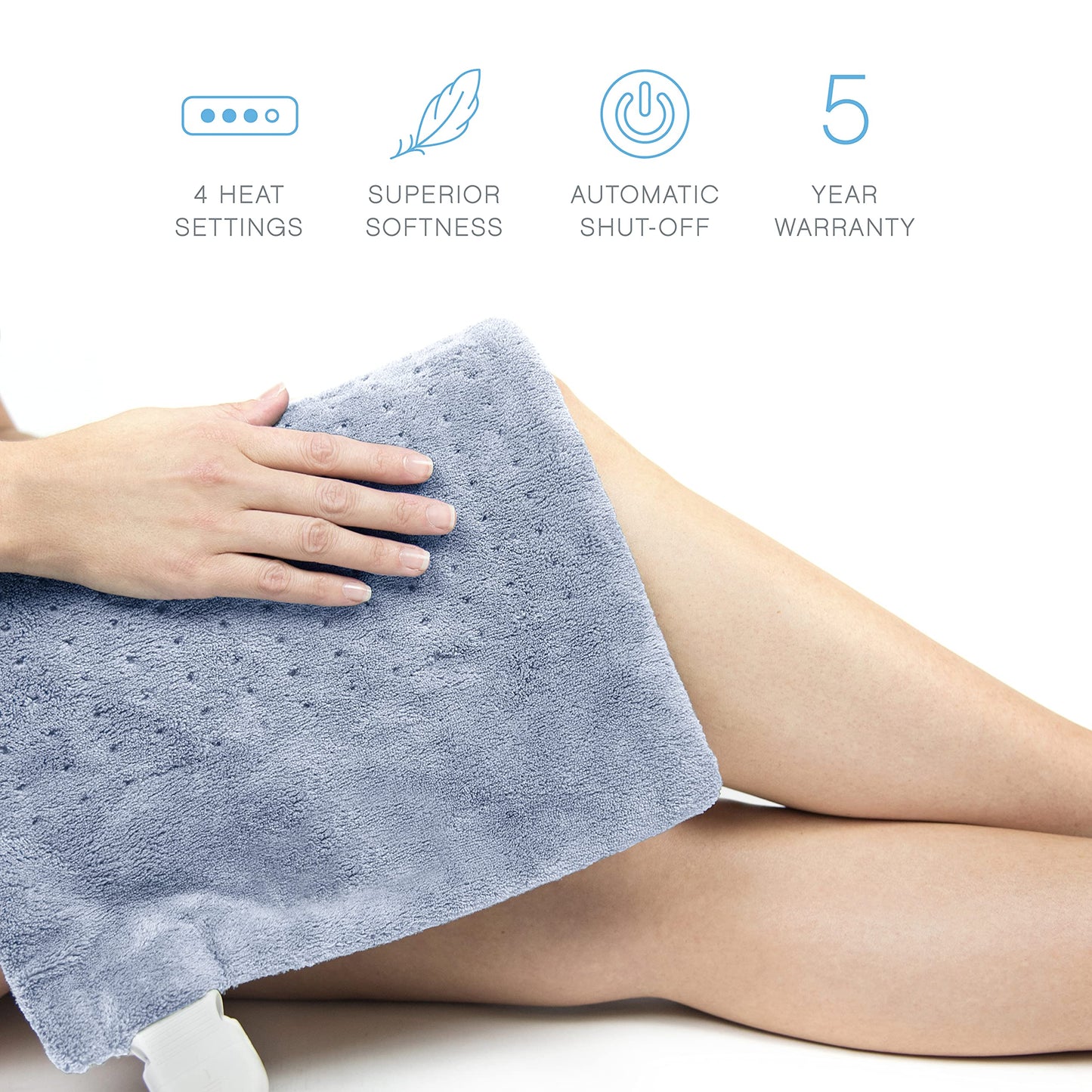 Pure Enrichment PureRelief Deluxe Heating Pad (12" x 24"), Full Body Therapy Pad with 4 InstaHeat Settings, Soft Machine-Washable Microplush Fabric and 2-Hour Auto Safety Shut-Off (Sea Glass)