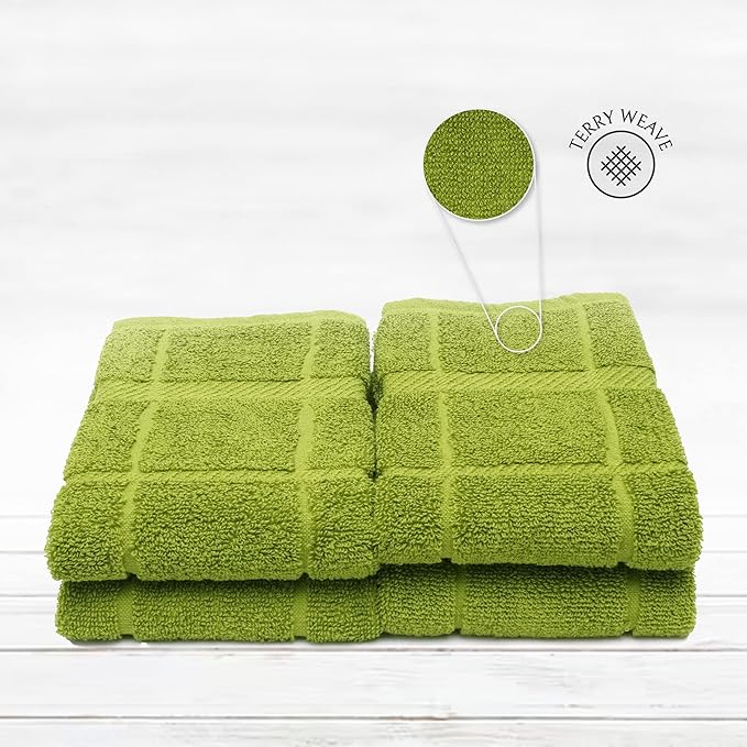 100% Cotton Terry Dish Towels, 4 Pack Plain, 16 x26 Inches, Super Soft and