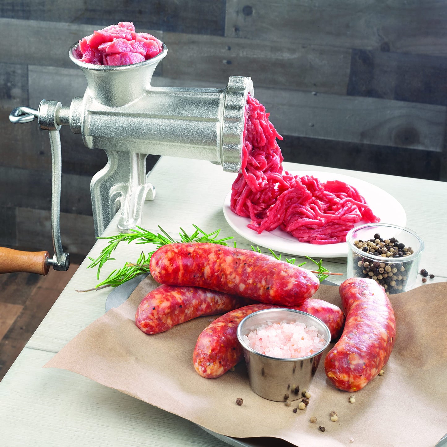 Meat Grinder with Tabletop Clamp- Cast Iron Meat Mincer and Sausage Maker Includes 3 Cutting Disks