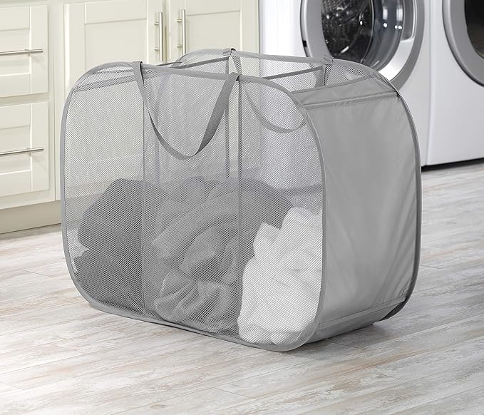 Whitmor Mesh Popup Laundry Hamper 3 Compartment Sortable Horizontal Collapsible
