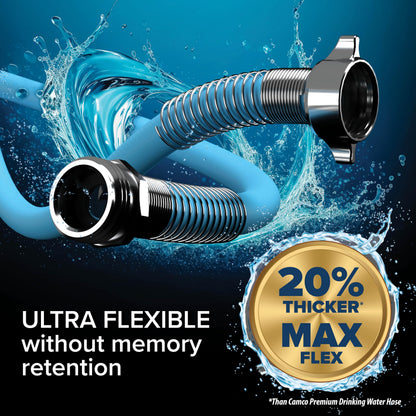 Camco EVOFlex 10-Ft RV Drinking Water Hose - Features Extra Flexible Design w/Stainless Steel Strain Relief Ends - Lead-Free, BPA-Free and Phthalate-Free - 5/8” Inside Diameter (22592)