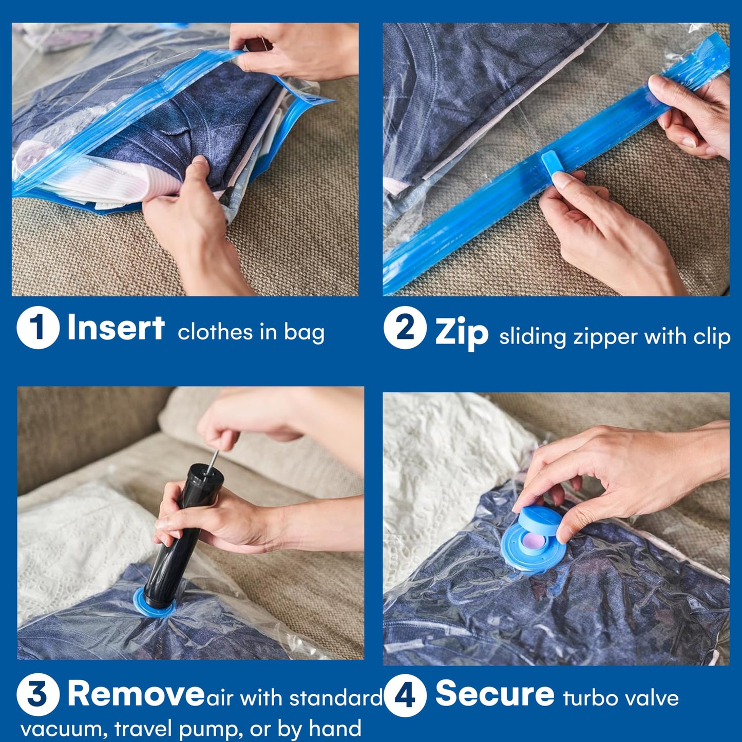 20 Pack Variety Vacuum Storage Bags for Comforters, Blankets & Clothes – Vacuum Sealed Compression Bags with Hand Pump – Space Saver Storage Bags for Bedding, Moving, Travel & Organization (10S & 10M)