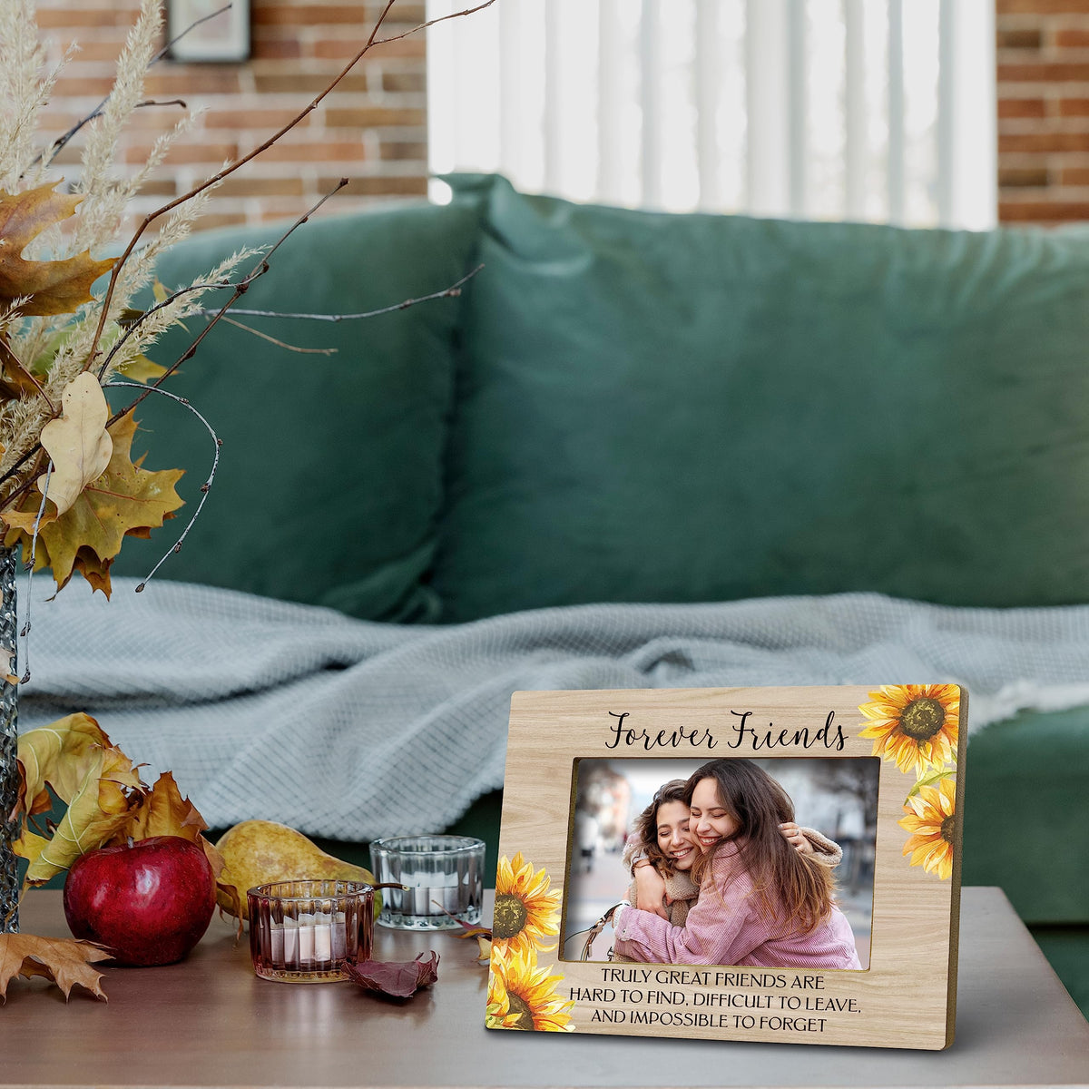 FONDCANYON Forever Friends Sunflower Picture Photo Frame, Bestie Bff Friendship Gifts For Men Women Friends Birthday Christmas Girls (5x7 Inch Photo)