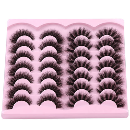 Newcally False Eyelashes Thick Volume Wispy Faux Mink Lashes 8D Volume Long Cat Eye Lashes Dramatic 18MM 2 Styles Mixed Fake Lashes 14 Pairs Pack