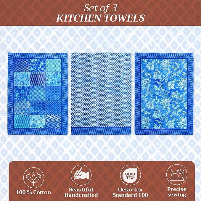 Maison d' Hermine Kitchen Towels Set of 3 100% Cotton 27.50" x 20" Reusable