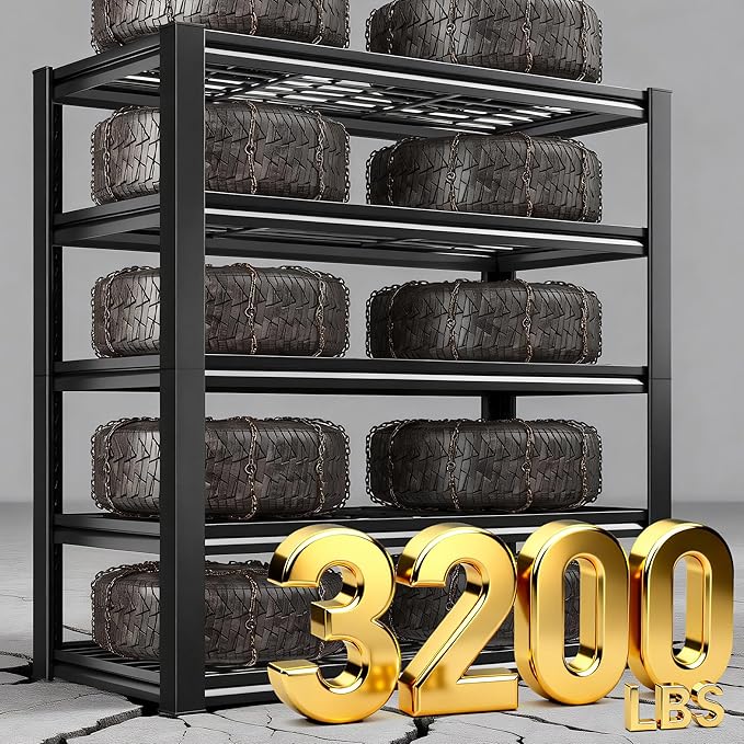 REIBII Garage Shelving 3200LBS, 5-Tier Storage Shelves, Adjustable Industrial Metal Shelving Unit for Garage, Basement, Pantry, Warehouse,Commercial, 36" W x 16" D x 72" H, 2 Pack