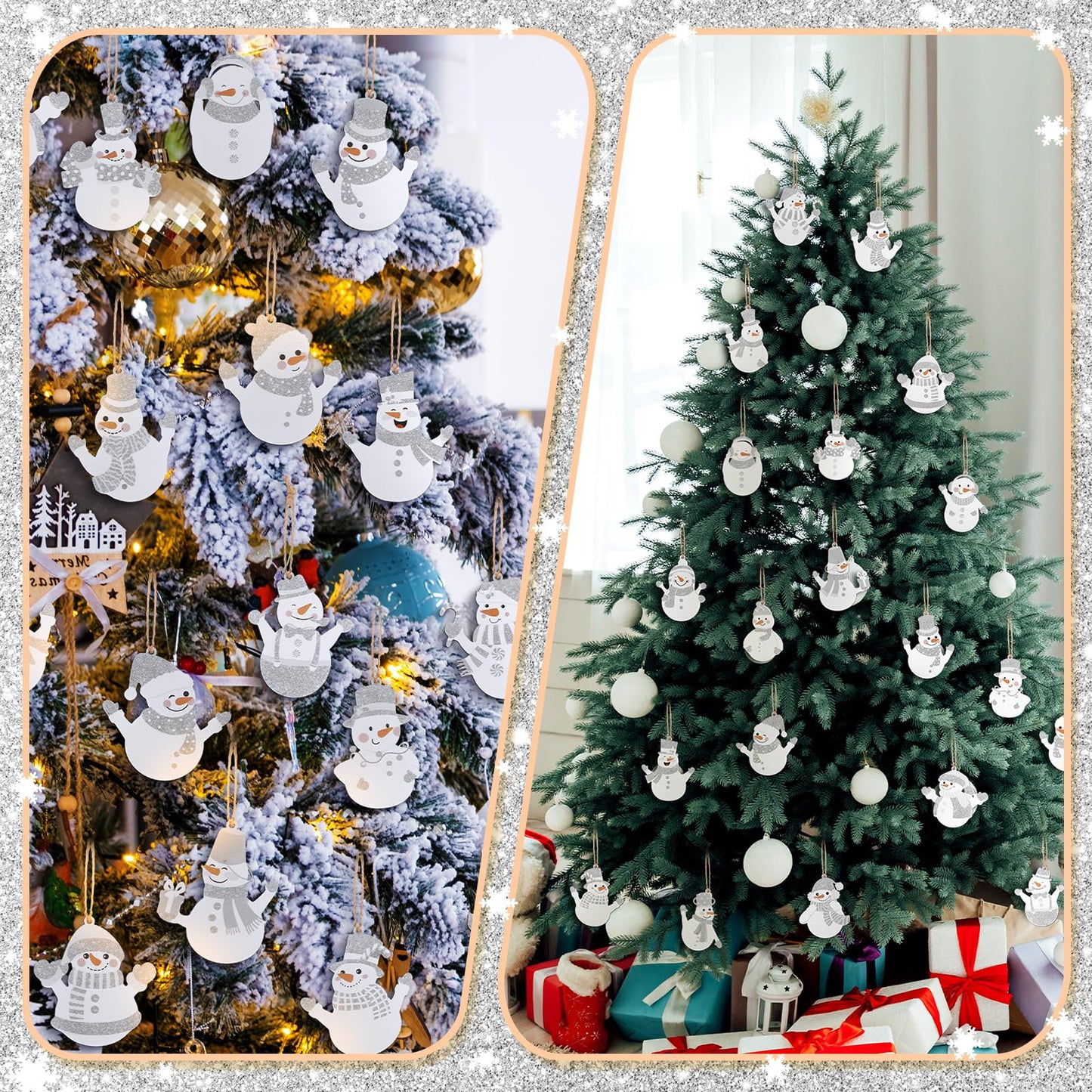 MorningRo 20 Pcs Winter Snowman Hanging Ornaments Metal Tree Ornaments Winter Snowman Hanging Decoration Rustic Farmhouse Tree Decorations for Holiday Celebrations