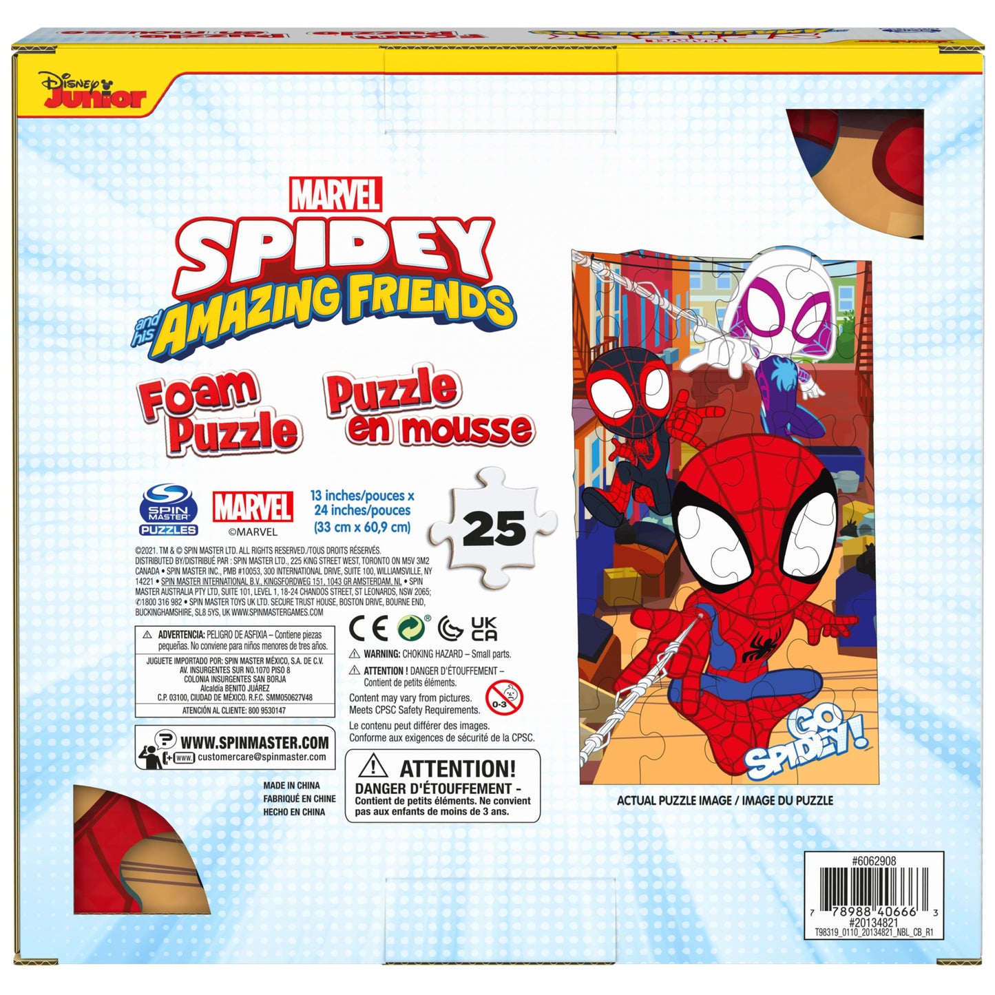 Spin Master Games, Marvel Spidey and His Amazing Friends Puzzles, Squishy Foam Puzzle, 25 Pieces, Spiderman Toys, for Ages 4 & Up