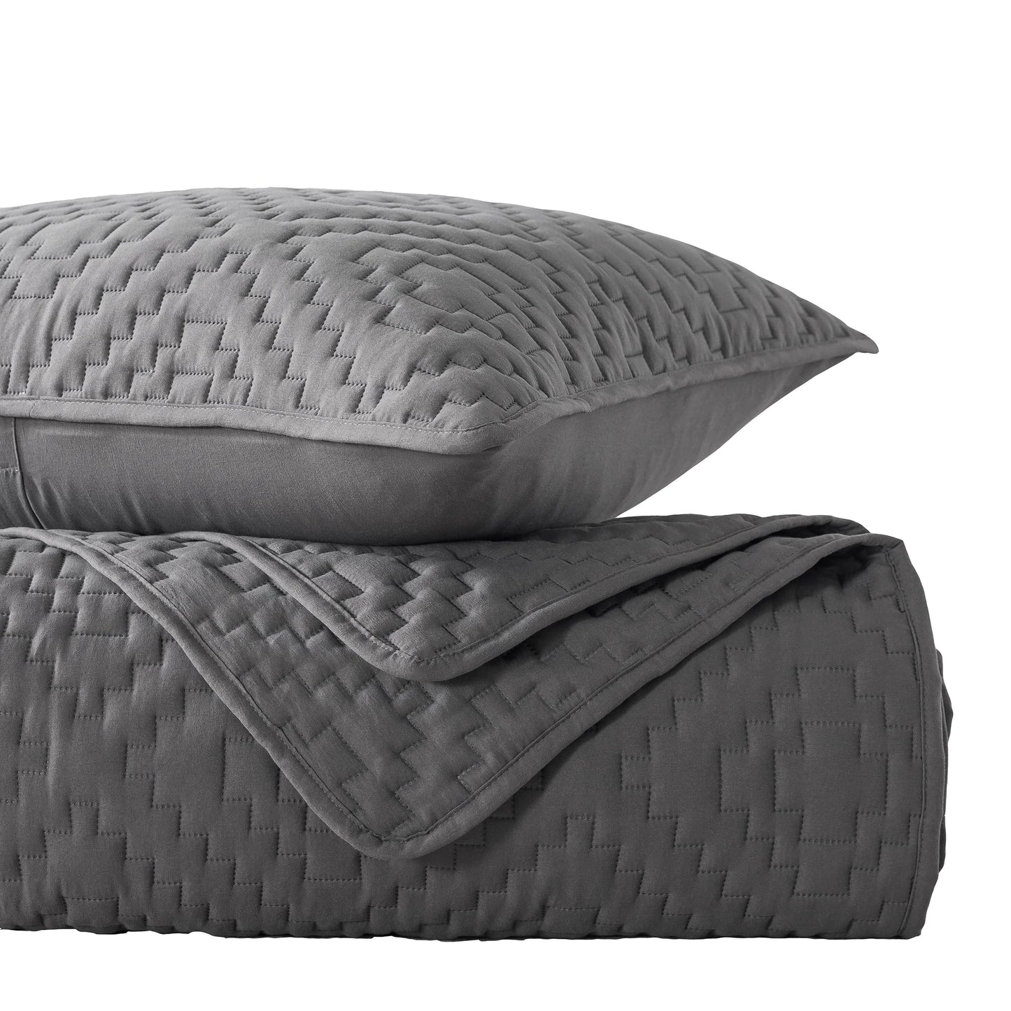 R.SHARE Dark Grey Queen Size Quilt Bedding Sets with Pillow Shams, Boho Full Lightweight Soft Bedspread Coverlet, Quilted Blanket Thin Comforter Bed Cover for All Season, 3 Pieces, 90x90 inches