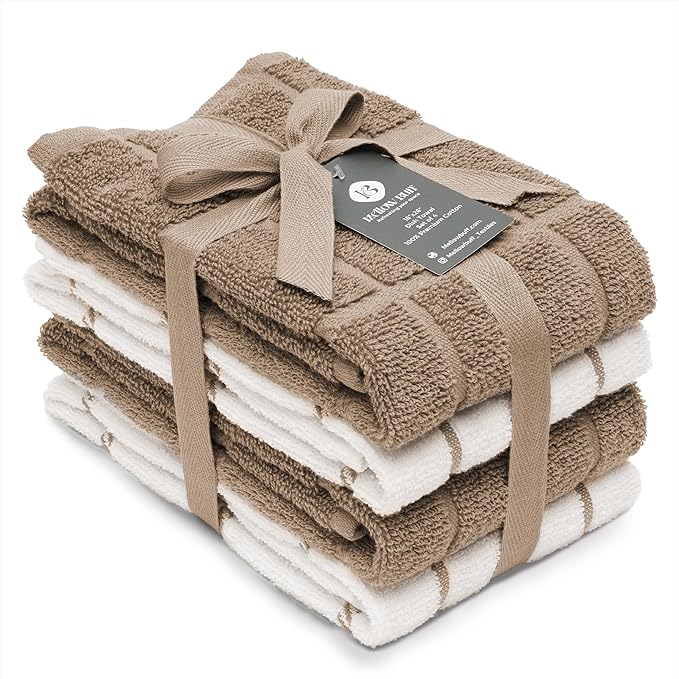 100% Cotton Terry Dish Towels, 4 pack16 x26 Inches, Super Soft and Absorbent