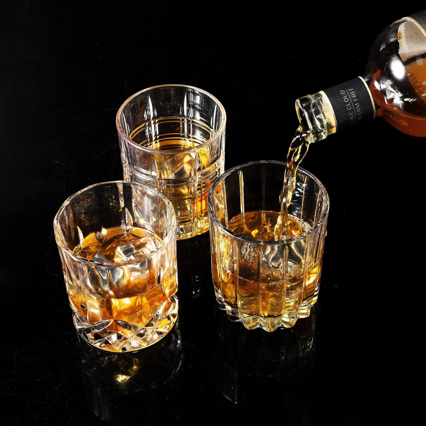 KANARS Crystal Whiskey Glasses, Mixed 10 Oz Scotch Glasses Set of 6, Rock Bar Tumblers 3 Patterns in Luxury Gift Box for Birthday, Anniversary, Housewarming, Father's Day and Wedding