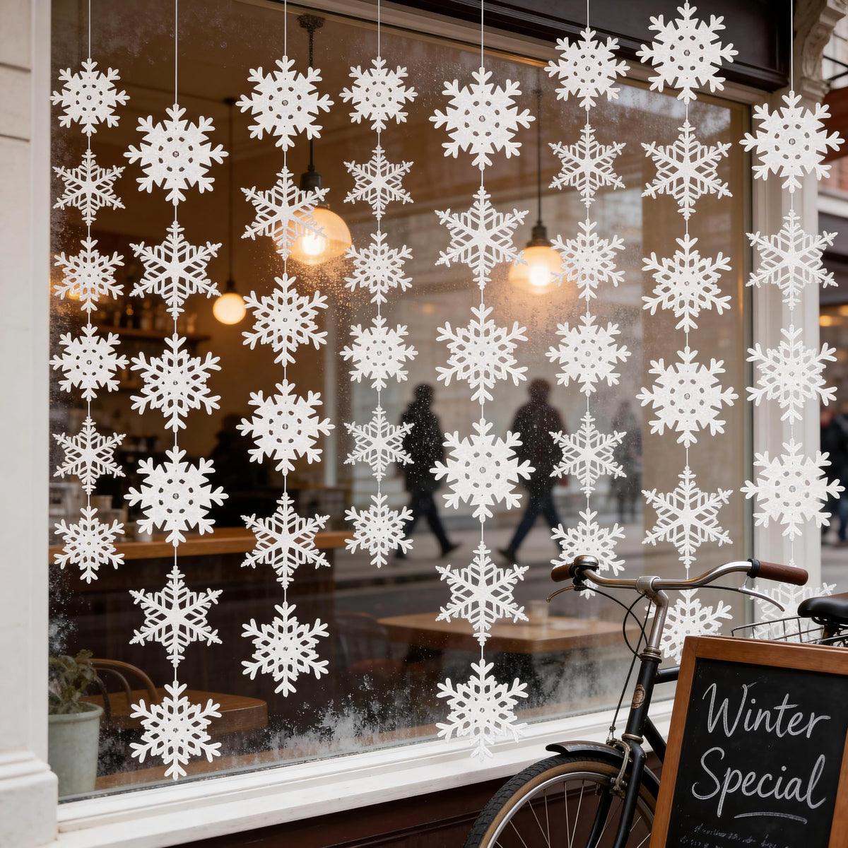 jollylife 12PCS Snowflake Garland Winter Party Wonderland Birthday Decorations - Christmas Snow Flake Streamers Strings Hanging Decor
