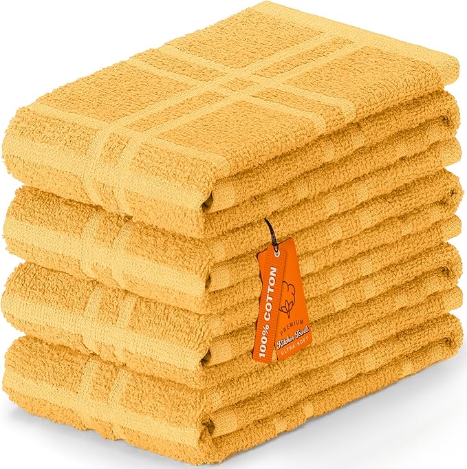 DecorRack Large Kitchen Towels, 100% Cotton Hand Towels, Plaid Pattern Cleaning
