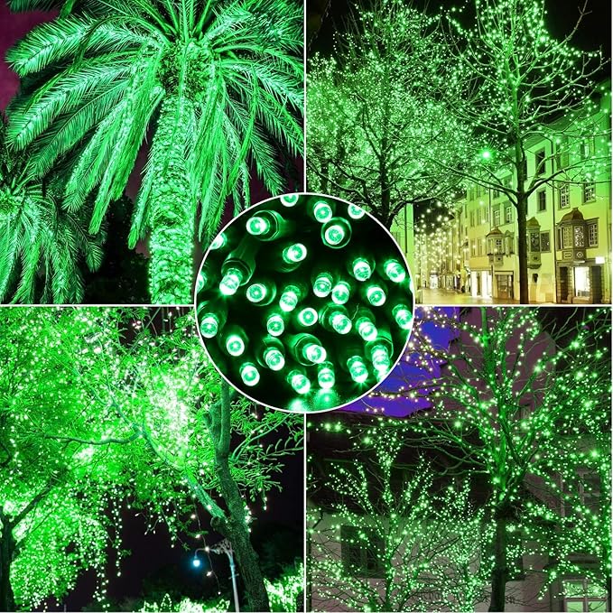 100 Counts Green LED Christmas Lights – 50ft 5mm Green Halloween Lights Outdoor Commercial Grade Waterproof, Indoor Christmas Tree Decorations, Green Wire Mini Green String Lights, UL, IP:65